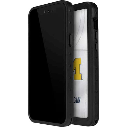 University of Michigan White Jersey iPhone 15 Pro Waterproof Case